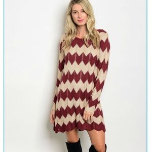 Beige and wine sweater knit dress! Various sizes